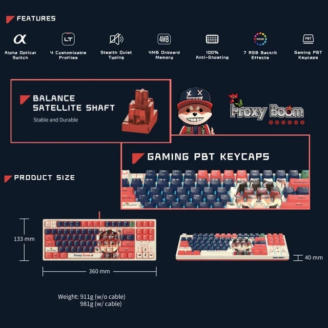 Alt view image 4 of 5 - Bloody x Savage Impact AT87 Alpha Optical Switch Keyboard, Boom Style