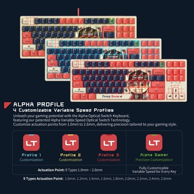 Alt view image 5 of 5 - Bloody x Savage Impact AT87 Alpha Optical Switch Keyboard, Boom Style