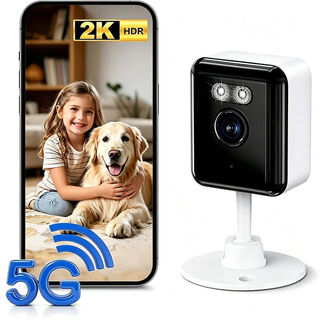 Main image of Carltec 2K Indoor Security Camera, 2.4G/5G Dual Band WiFi & Bluetooth with Phone App, Two-Way Audio, Smart AI Detectaion, Compatible with Alexa