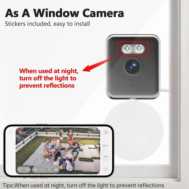 Alt view image 5 of 5 - Carltec 2K Indoor Security Camera, 2.4G/5G Dual Band WiFi & Bluetooth with Phone App, Two-Way Audio, Smart AI Detectaion, Compatible with Alexa