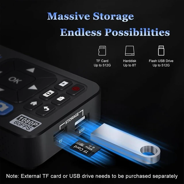 Alt view image 4 of 5 - Portable 4K HD Video Audio to Digital Recorder with Remote, HDMI CVBS YPbPr VGA Video Capture Box Standalone for Recording VHS, VCR, DVR, DVD, Hi8, DV Player, Camcorder, Gaming Consoles to USB SD Card
