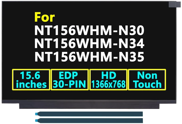 Main image of LianBaiKe 15.6" 30-Pin HD 1366x768 LCD Screen Replacement for NT156WHM-N34 NT156WHM-N35 V8.0 NT156WHM-N30 V8.0, Glossy Non-Touch Laptop Display