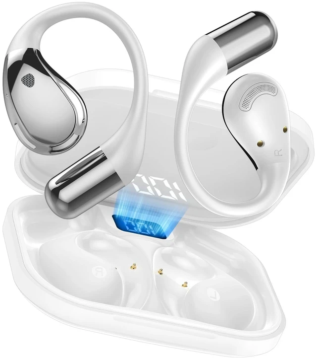 Main image of Conyat Bluetooth 6.0 Wireless Earbuds Powerful Sound, 40H Open Ear Earbuds with ENC Mic, Adjustable Ear Hooks/IP7 Waterproof/Ultra-Comfort Satin White