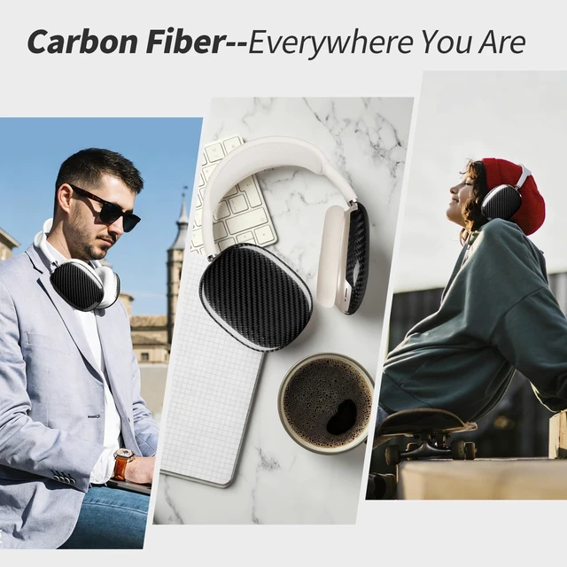 Alt view image 5 of 5 - Carbon Fiber Case Cover Compatible with AirPods Max