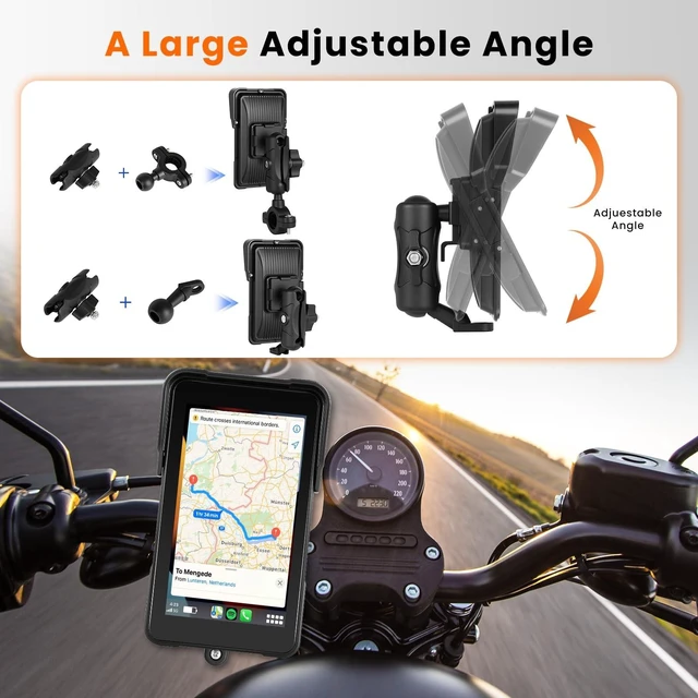 Alt view image 5 of 5 - Motorcycle Carplay Screen 5 Inch GPS Navigation System with Wireless Carplay and Android Auto IP68 Waterproof Portable Screen Plug and Play with Bluetooth Navigation Software Upgrade Brightness