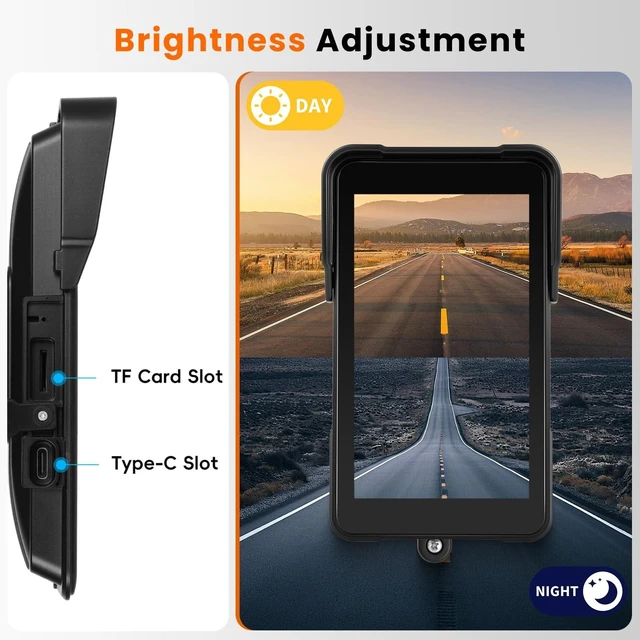 Alt view image 4 of 5 - Motorcycle Carplay Screen 5 Inch GPS Navigation System with Wireless Carplay and Android Auto IP68 Waterproof Portable Screen Plug and Play with Bluetooth Navigation Software Upgrade Brightness