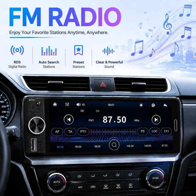 Alt view image 5 of 5 - 6.5" Wireless CarPlay Single Din Car Stereo,Touchscreen Car Radio