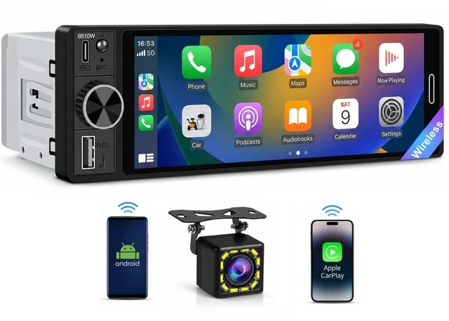 Main image of 6.5" Wireless CarPlay Single Din Car Stereo,Touchscreen Car Radio