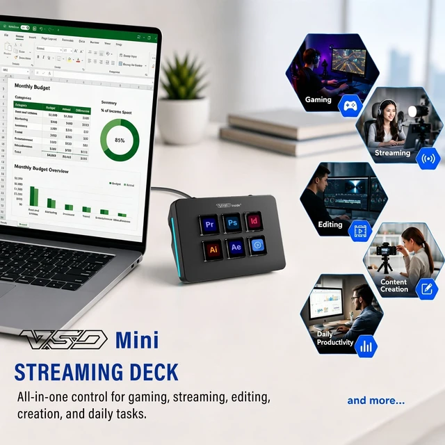 Alt view image 2 of 5 - VSD Mini Macro Pad Shortcut Keypad, Stream Controller Streaming Deck