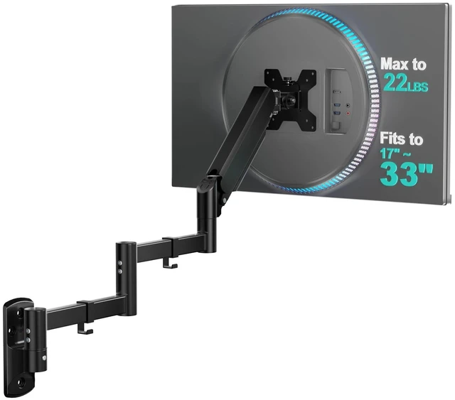 Main image of WALI Long Arm Monitor Wall Mount for 17-33 inch Screens, up to 22lbs
