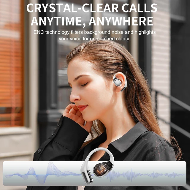 Alt view image 3 of 5 - Conyat Open-Ear Headphones, Bluetooth 6.0 Wireless Earbuds Powerful Sound, 40H Open Ear Earbuds with ENC Mic, Comfortable Ear Hooks/IP7 Waterproof/Fast Charging Earphones for Workouts/Running,