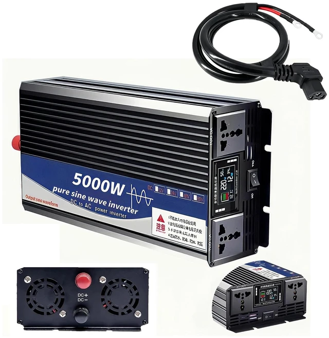 Main image of 5000W Power Inverter 48V DC to 110V AC Converter with LED Display Dual AC Outlets Dual Fans Radiating for RV, Camp, Boat and Home Emergency Portable Pure Sine Wave Inverter (Smart Screen, 5000W 48V)