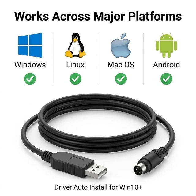 Alt view image 4 of 5 - Pidwaok USB to Mini 7-Pin DIN Cable for ROOMBA Battery, 1.8m Configuration Cable