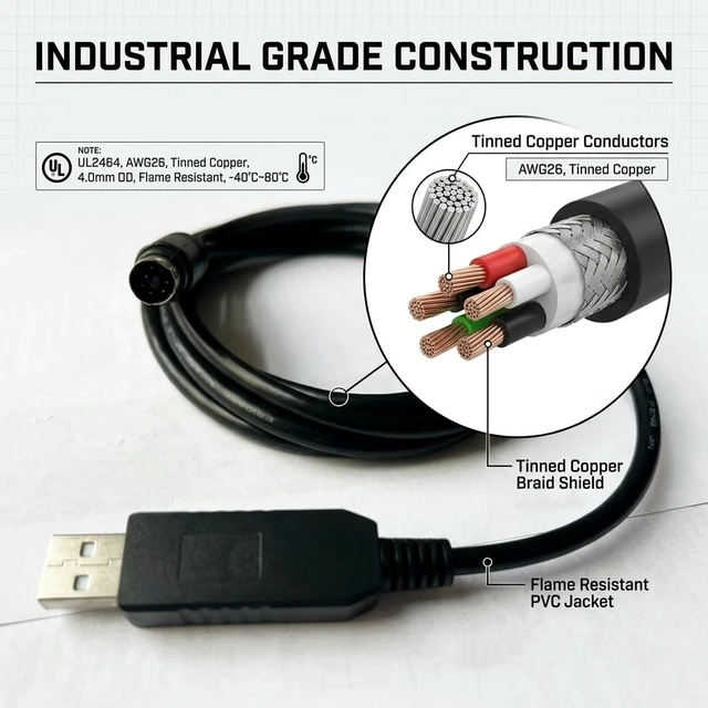 Alt view image 3 of 5 - Pidwaok USB to Mini 7-Pin DIN Cable for ROOMBA Battery, 1.8m Configuration Cable