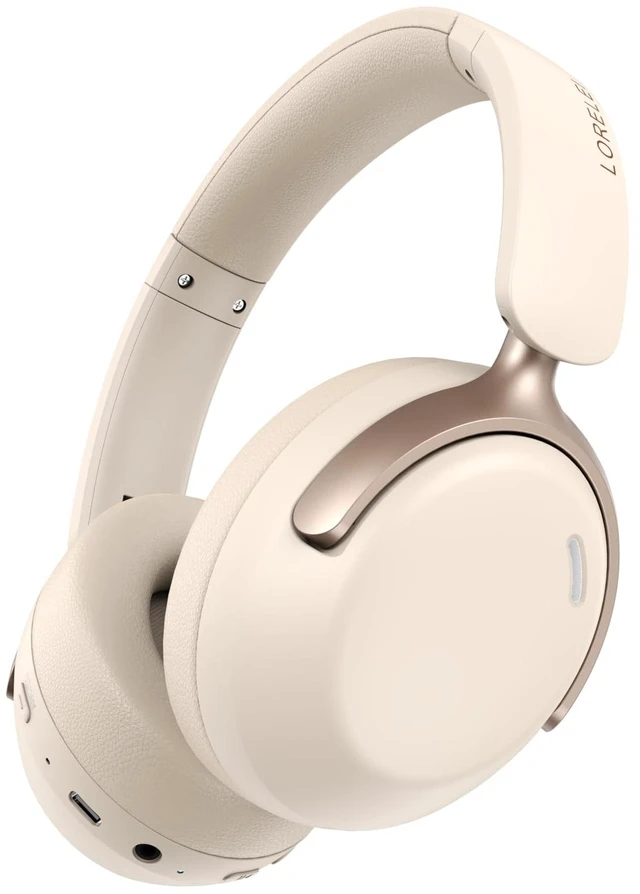 Main image of LORELEI QC30 Hybrid Active Noise Cancelling Headphones, 60H Playtime, Built-in Mic, Wireless Over Ear Headsets with Case,Bluetooth 5.4,Deep Bass Comfort Fit Soft-Earpads Fast Charging Beige Whi