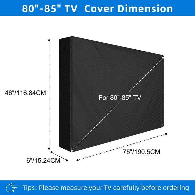 Alt view image 2 of 5 - Outdoor TV Cover 80 to 85 inch Waterproof, 600D Heavy Duty Full Protection TV Outdoor Covers with Waterproof Zipper for Outside Flat Screen TV, Black, Cover Size 75"W x 46"H x 6"D, Fit for Standard Mo