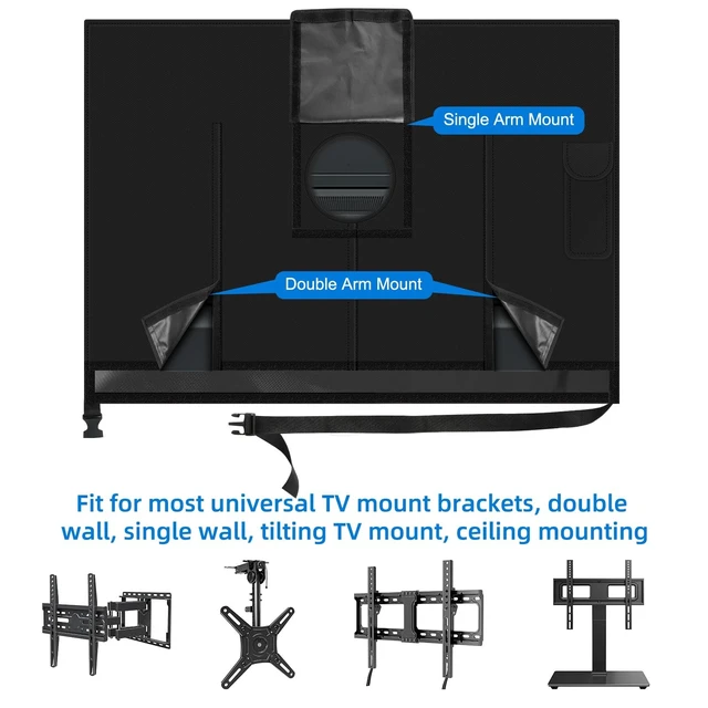 Alt view image 4 of 5 - Outdoor TV Cover 80 to 85 inch Waterproof, 600D Heavy Duty Full Protection TV Outdoor Covers with Waterproof Zipper for Outside Flat Screen TV, Black, Cover Size 75"W x 46"H x 6"D, Fit for Standard Mo