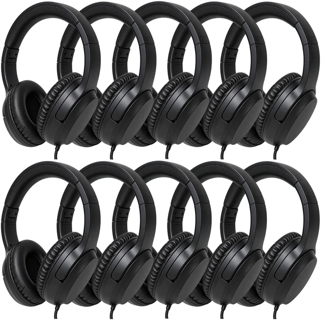 Main image of MIXCU Classroom Wired Headphones 10-Pack, Over-Ear 3.5mm for K-12 Schools