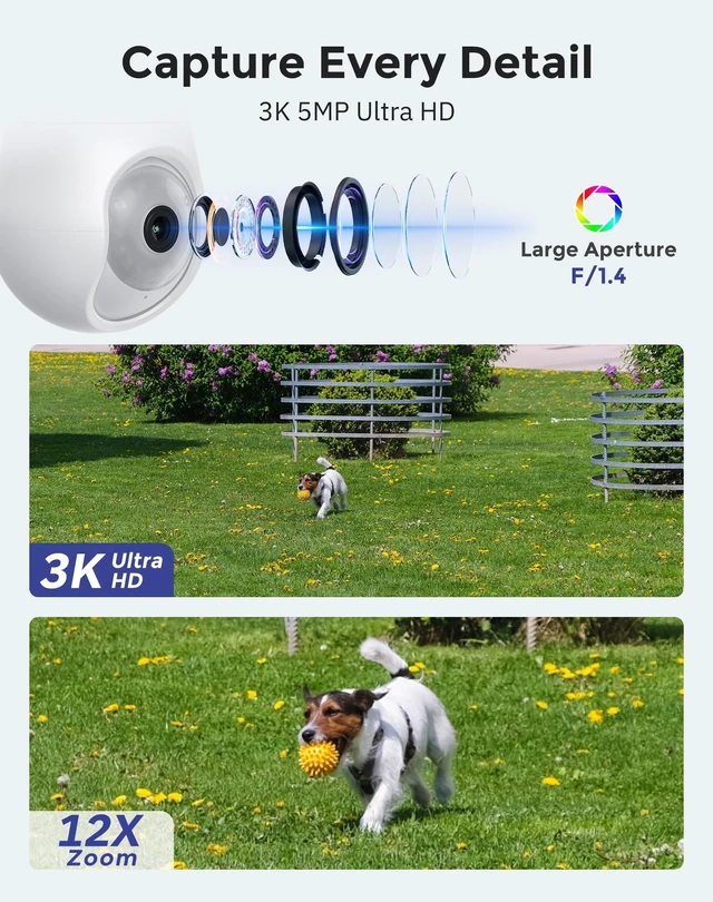 Alt view image 2 of 5 - Hugolog 3K 5MP Light Bulb Security Cameras Wireless Outdoor-2.4GHz Cameras for Home Security Indoor with AI Sound Processing&Motion Detection,Color Night Vision,Auto Tracking,Siren Alarm,2-Way