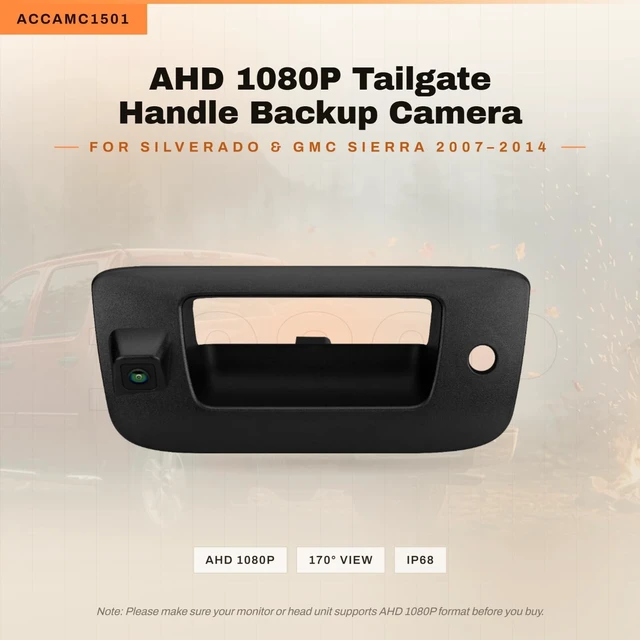 Alt view image 2 of 5 - XTRONS AHD 1080P Tailgate Handle Backup Camera for Chevrolet Silverado GMC Sierra 2007-2014, 1920x1080, 170 Wide View, IP68 Waterproof, Factory Integration, Night Vision