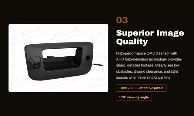 Alt view image 5 of 5 - XTRONS AHD 1080P Tailgate Handle Backup Camera for Chevrolet Silverado GMC Sierra 2007-2014, 1920x1080, 170 Wide View, IP68 Waterproof, Factory Integration, Night Vision