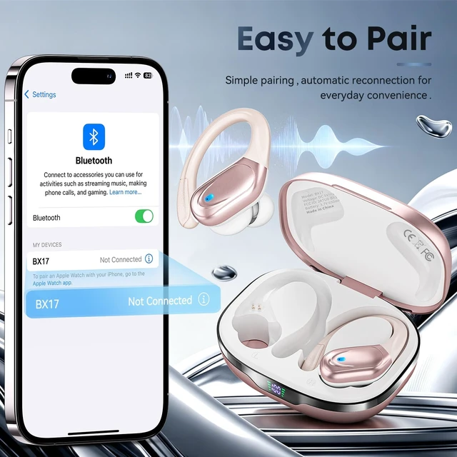 Alt view image 4 of 5 - HAOYUYAN Wireless Earbuds, Sports Bluetooth Ear Buds Headphones Rose Gold
