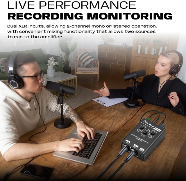 Alt view image 3 of 5 - Bolanle P1-Pro 2-Channel Personal in-Ear Monitor Amplifier, Black