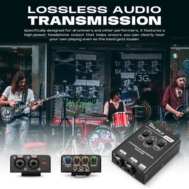Alt view image 5 of 5 - Bolanle P1-Pro 2-Channel Personal in-Ear Monitor Amplifier, Black