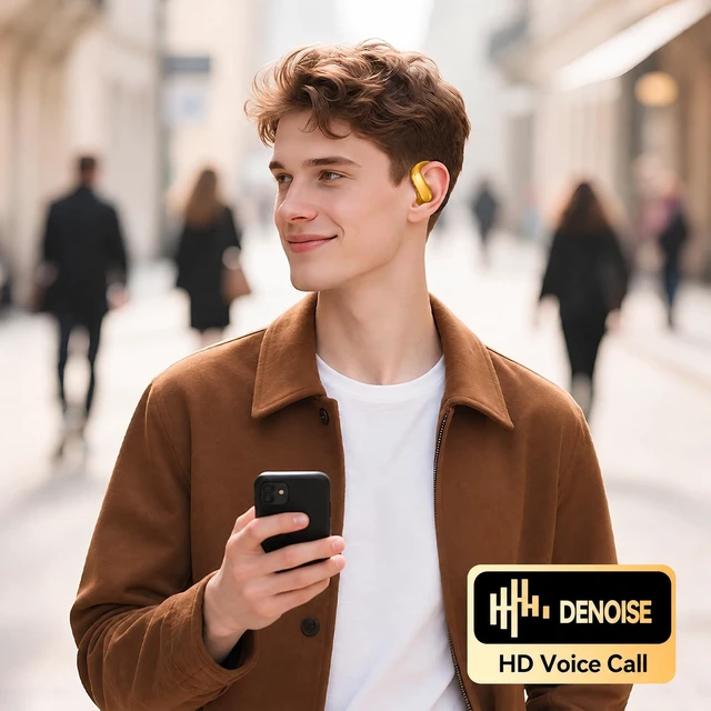 Alt view image 5 of 5 - ROEL-PLAY Open Ear Earbuds Open Earring Bluetooth 5.4 Comfort, Orange
