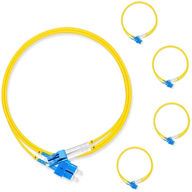 Main image of Lebrudos 5Pcs 1 Meter Fiber Optic Patch Cord SC UPC to LC UPC, Duplex Single Mode Fiber Cable Jumper OS2 G652D 9/125m, 1310nm/1550nm LSZH 3.0mm