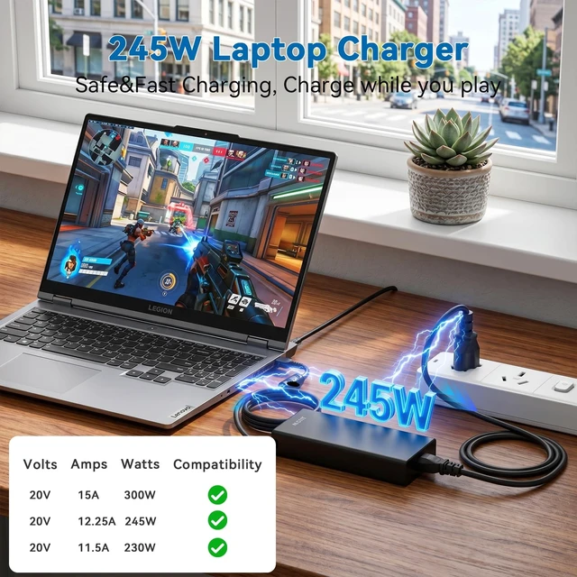 Alt view image 5 of 5 - 245W Gaming Laptop Charger for Lenovo Legion 5 Pro 5 5i 7 7i 16IAX10H