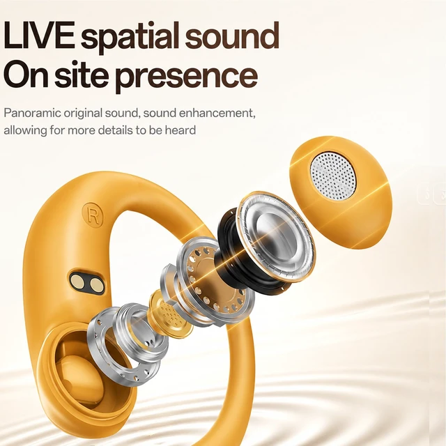 Alt view image 4 of 5 - ROEL-PLAY Open Ear Earbuds Open Earring Bluetooth 5.4 Comfort, Orange
