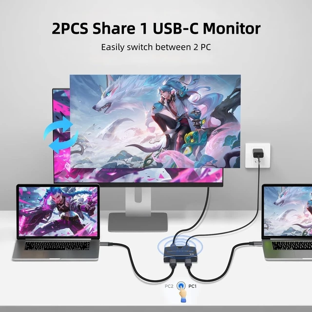 Alt view image 3 of 5 - 40Gbps USB C Switch for 2 Computers, USBC Switcher,2 USB-C Cables