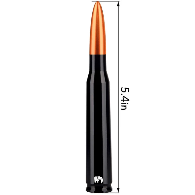 Alt view image 2 of 5 - ONE250 50 Cal Caliber Bullet Style Antenna, Compatible with Jeep Wrangler JK JKU JL JLU Rubicon Sahara Renegade Gladiator (2007-2024) - Designed for Optimized FM/AM Reception (Orange)