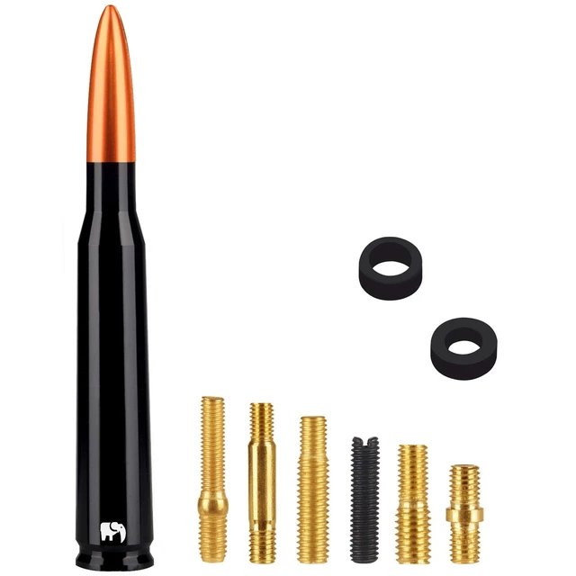 Alt view image 4 of 5 - ONE250 50 Cal Caliber Bullet Style Antenna, Compatible with Jeep Wrangler JK JKU JL JLU Rubicon Sahara Renegade Gladiator (2007-2024) - Designed for Optimized FM/AM Reception (Orange)