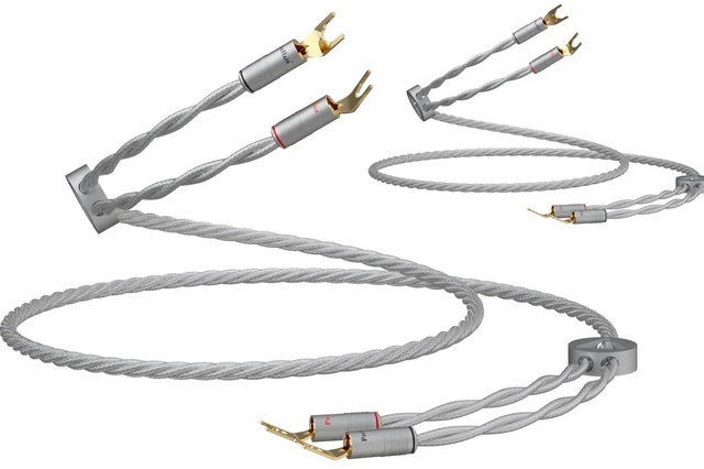 Main image of Preffair 15AWG Speaker Wires with 24K Gold Plated Y Spades OCC Silver Plated 4x1.5mm Conductors Braided PTFE Insulation Cables for Subwoofer, Loudspeaker, AMP, DAC-1 Pair (X463SY1542, 2.5M/8FT)