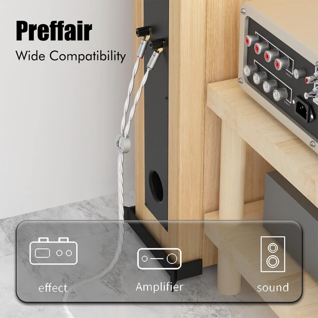 Alt view image 2 of 5 - Preffair 15AWG Speaker Wires with 24K Gold Plated Y Spades OCC Silver Plated 4x1.5mm Conductors Braided PTFE Insulation Cables for Subwoofer, Loudspeaker, AMP, DAC-1 Pair (X463SY1542, 2.5M/8FT)