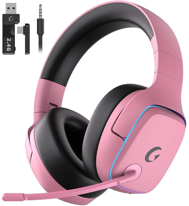Main image of Gvyugke 2.4GHz Wireless Gaming Headsets for PS5, PS4, PC, Switch, BlushPink