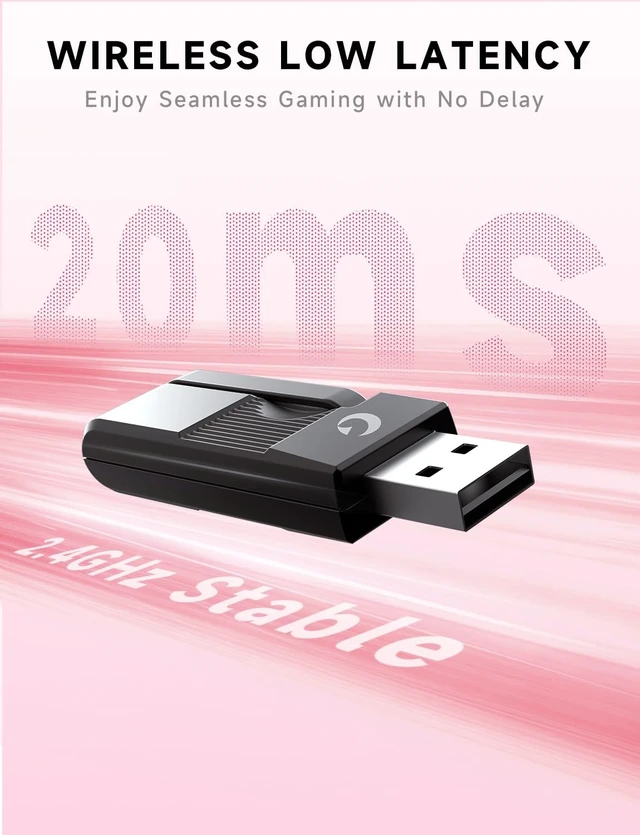 Alt view image 5 of 5 - Gvyugke 2.4GHz Wireless Gaming Headsets for PS5, PS4, PC, Switch, BlushPink