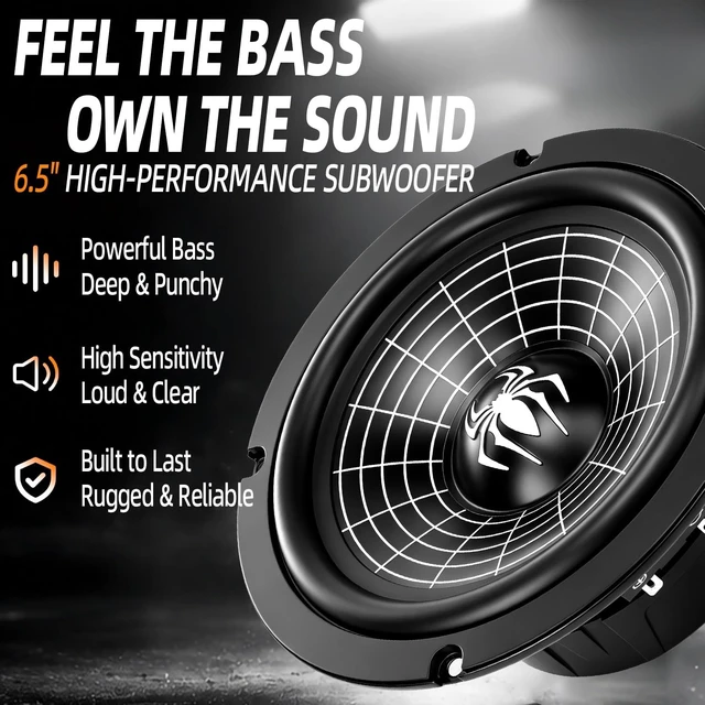 Alt view image 2 of 5 - 6.5 Inch Speakers, 800W 4 Ohm 6.5 In Speaker Car Audio Aluminum Cone Woofer