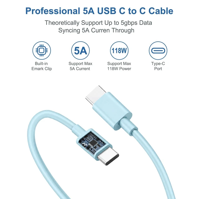 Alt view image 2 of 5 - Mac Book Pro Air Charger with 10FT Extra Long Type C Charging Cable, Blue