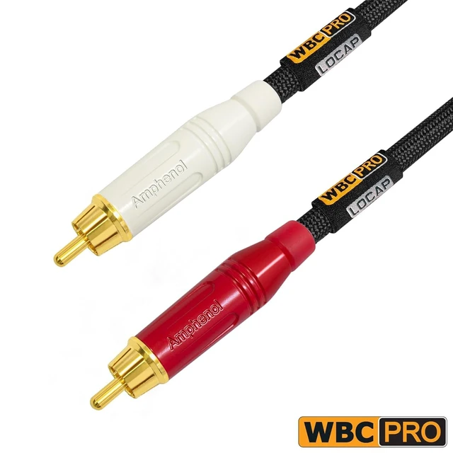Alt view image 5 of 5 - 18 Foot RCA Cable Pair - WBC-PRO-LOCAP Low-Capacitance (14pF/ft) 22 AWG Ultra-Silent Audiophile & Professional-Grade Audio Interconnect Cable with Amphenol ACPR Gold RCA Plugs & Black Tweed Jacket