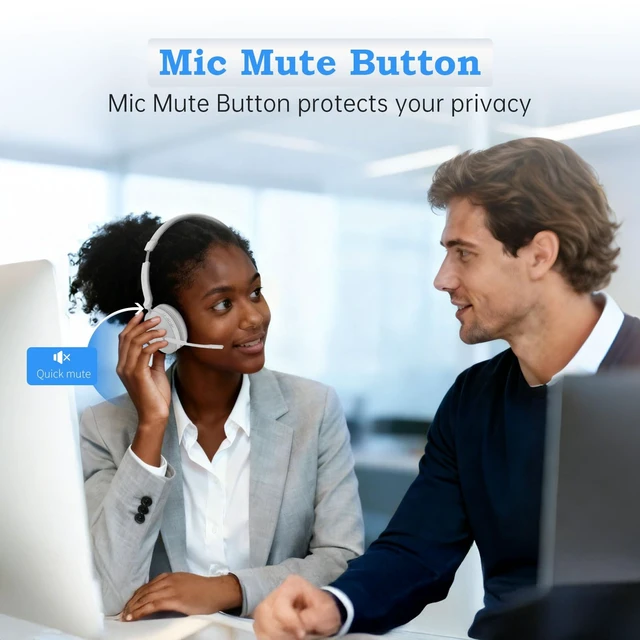 Alt view image 3 of 5 - AxiomEar Bluetooth Wireless Headset with Mic for Work, Advanced Noise Reduction Microphone, Clear Calls - Comfortable On-Ear Headphones, Bluetooth 5.3, Applicable to Laptop, PC, Zoom, Office(Wh
