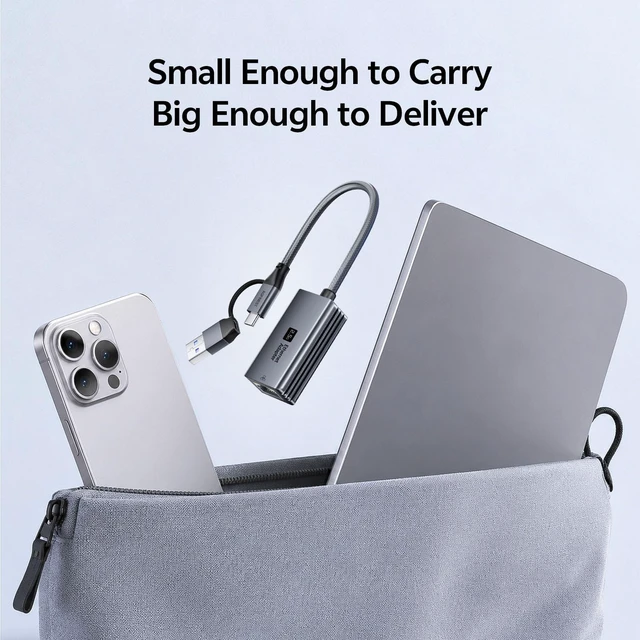 Alt view image 5 of 5 - 2.5G USB to Ethernet Adapter, 2-in-1 USB-C & USB-A Gigabit Network Adapter