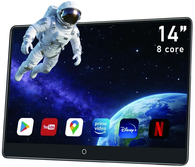 Main image of 14 inch 4K Android Car TV Headrest Monitor for Cars Back seat Rear Entertainment System, Support Wireless Phone Link Touch Screen,with WiFi/Bluetooth/HDMI/USB/Video Player 4G+64G 8core (1PCs)