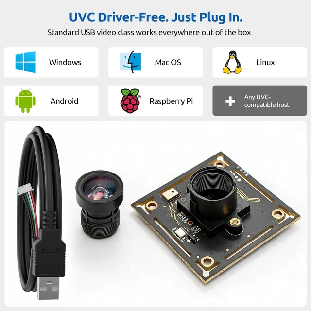 Alt view image 4 of 5 - Pibiger U20-GC2053-1080PW USB 2.0 UVC Camera Module Support WDR,30 fps @ 1920x1080 (MJPG),5fps @ 1920x1080 (YUYV),Audio/Microphone,Windows/Mac/Linux Python