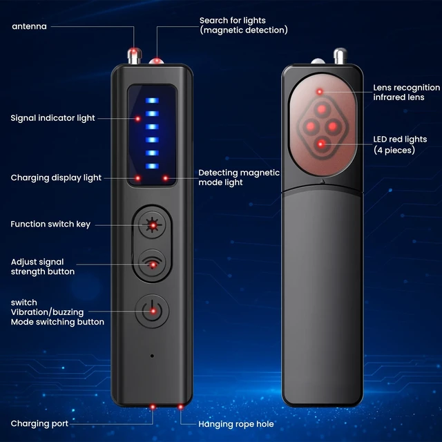 Alt view image 2 of 5 - PIPAPI Hidden Camera Detector Bug Detector Hidden Devices Detector with Infrared Scanning, Magnetic Field Detection