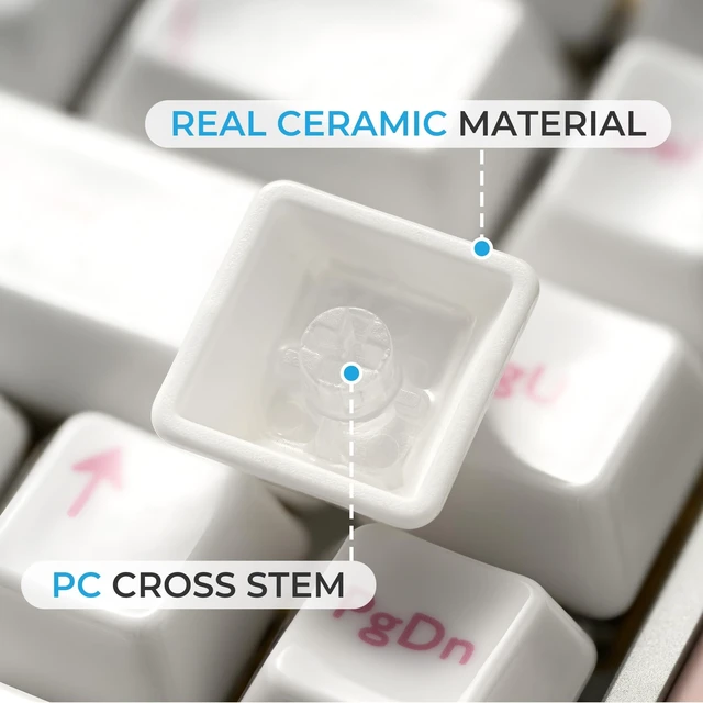 Alt view image 5 of 5 - XVX Genuine Ceramic Keycaps,120 Keys Eternity Blue Cherry Profile Keycaps for MX Magnetic Switches Gaming Office Keyboard
