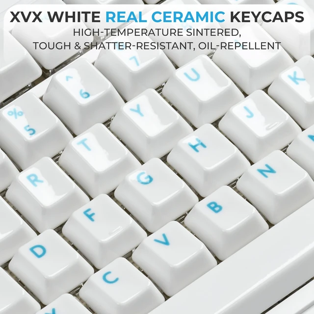 Alt view image 3 of 5 - XVX Genuine Ceramic Keycaps,120 Keys Eternity Blue Cherry Profile Keycaps for MX Magnetic Switches Gaming Office Keyboard
