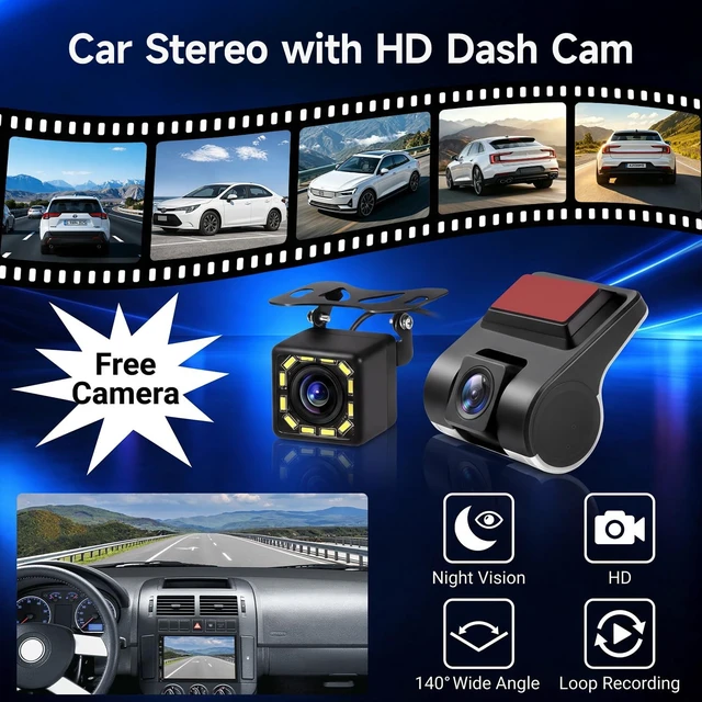 Alt view image 3 of 5 - Leadfan Double Din Car Stereo with Backup Camera & Dash Cam